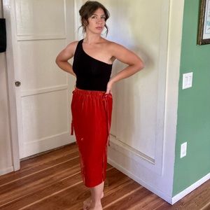 H&M orange velvet midi skirt size 4